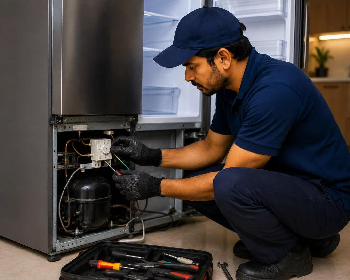 Double Door Fridge Compressor Replaced — Sri Anjaneya Home Care, Erode